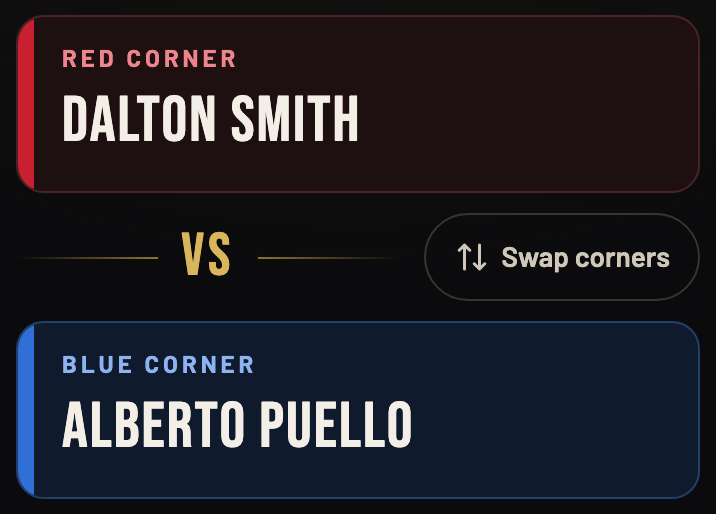 Fight setup: Dalton Smith in the red corner, Alberto Puello in the blue corner.
